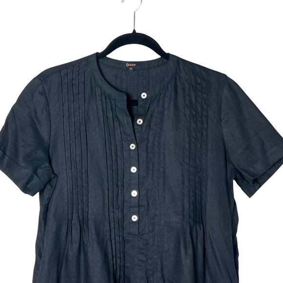 Quince European Linen Short Sleeve Swing Dress Black Size Small - Picture 3 of 11